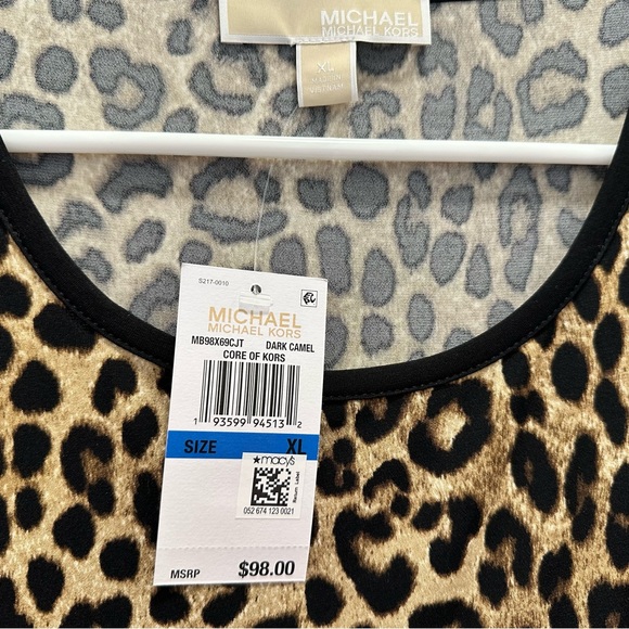 Michael Kors Cheetah Print Matte Jersey Flounce Sleeve A-Line Dress SZ XL - Picture 6 of 8